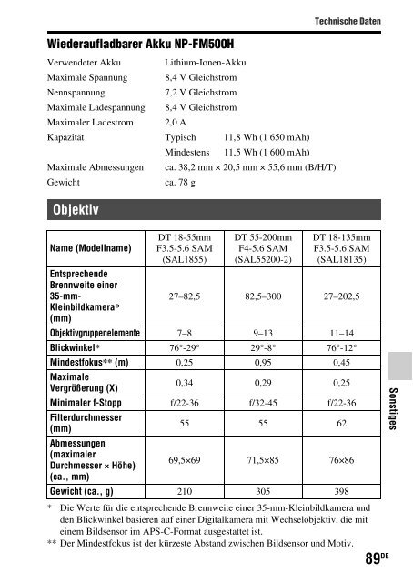 Sony SLT-A65VL - SLT-A65VL Consignes d&rsquo;utilisation Allemand