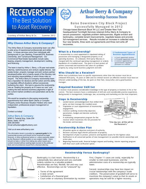 The Receivership Process - Arthur Berry & Company