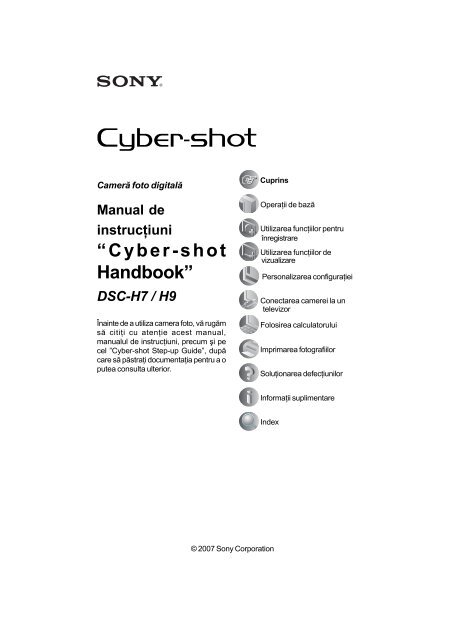 Sony DSC-H7 - DSC-H7 Mode d'emploi Roumain