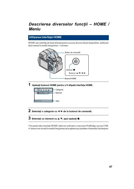 Sony DSC-H7 - DSC-H7 Mode d'emploi Roumain