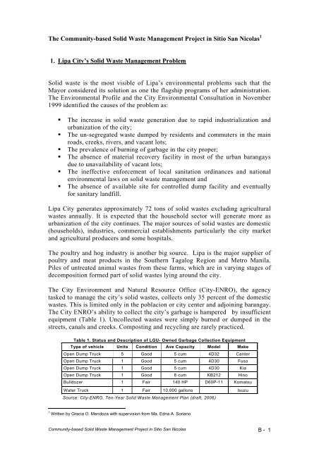 Barangay Ecological Solid Waste Management Action Plan