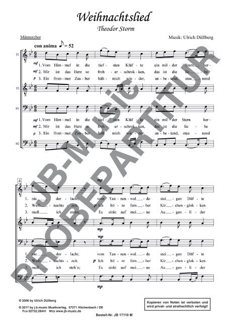Weihnachtslied  (für Männerchor TTBB)