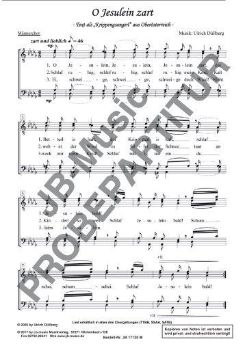 O Jesulein zart (Weihnachtslied) für TTBB, SSAA, SATB