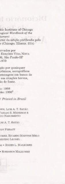 DICIONARIO INTERNACIONAL DO ANTIGO TESTAMENTO