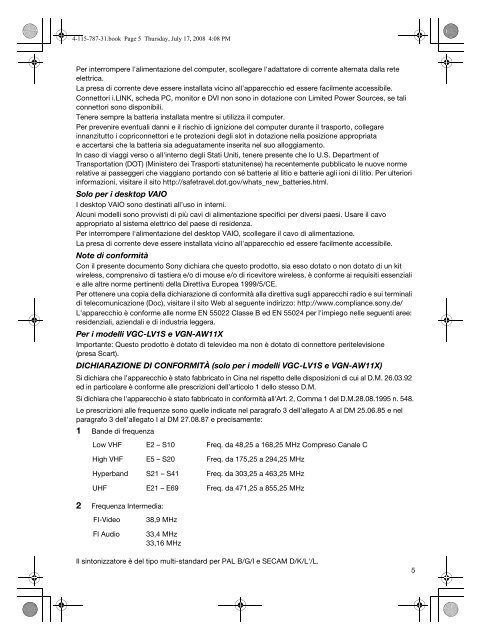 Sony VGN-NS10E - VGN-NS10E Documents de garantie Italien