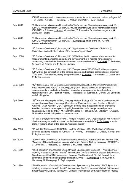 Curriculum Vitae T.Prohaska I - Department für Chemie - Boku