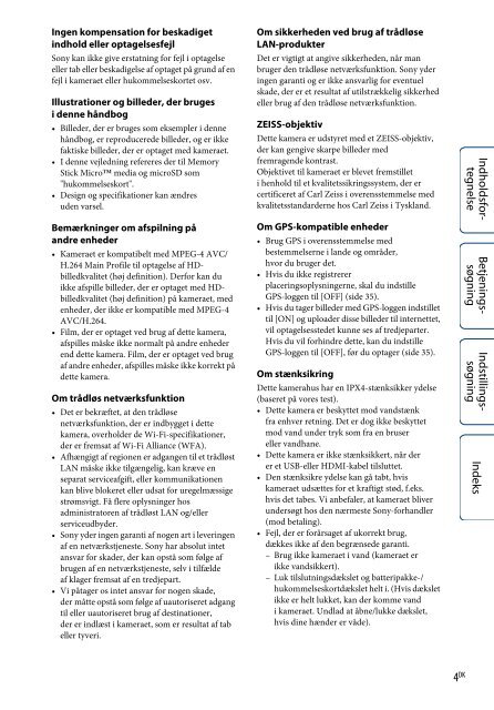 Sony HDR-AS100VB - HDR-AS100VB Guide pratique Danois