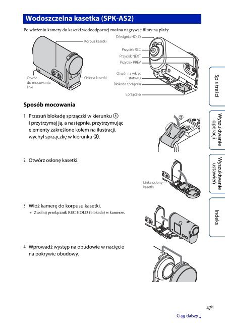 Sony HDR-AS100VB - HDR-AS100VB Guide pratique Polonais