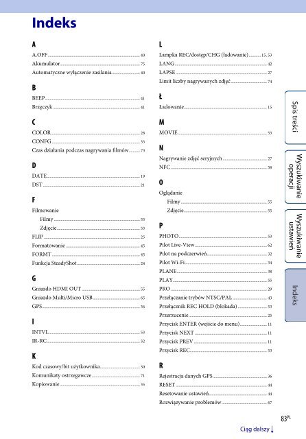 Sony HDR-AS100VB - HDR-AS100VB Guide pratique Polonais