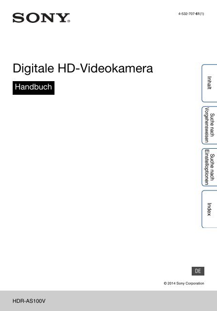 Sony HDR-AS100VB - HDR-AS100VB Guide pratique Allemand