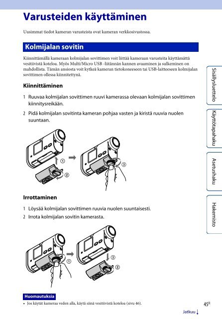 Sony HDR-AS100VB - HDR-AS100VB Guide pratique Finlandais