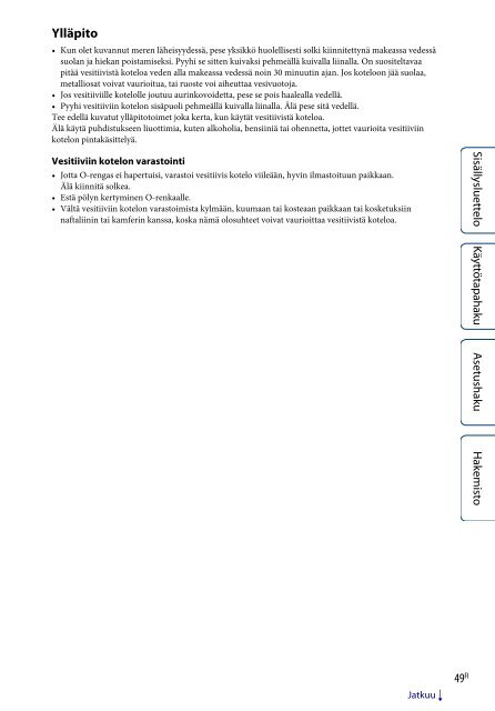 Sony HDR-AS100VB - HDR-AS100VB Guide pratique Finlandais