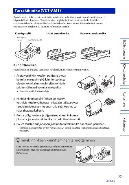 Sony HDR-AS100VB - HDR-AS100VB Guide pratique Finlandais