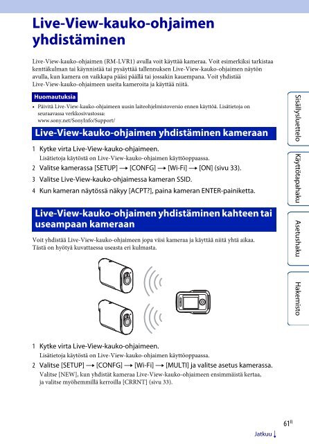 Sony HDR-AS100VB - HDR-AS100VB Guide pratique Finlandais