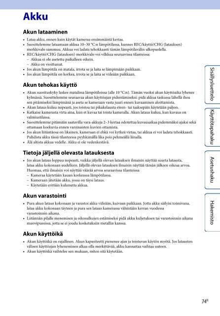 Sony HDR-AS100VB - HDR-AS100VB Guide pratique Finlandais