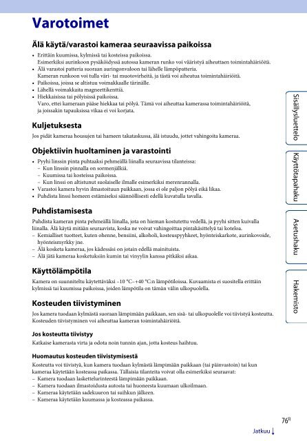 Sony HDR-AS100VB - HDR-AS100VB Guide pratique Finlandais