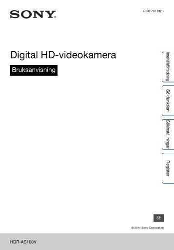 Sony HDR-AS100VB - HDR-AS100VB Guide pratique SuÃ©dois