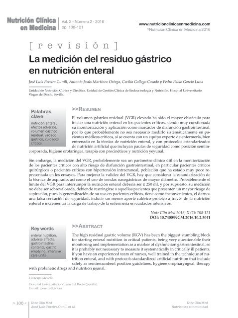 [revisión] La medición del residuo gástrico en nutrición enteral