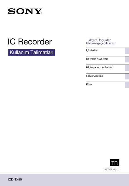 Sony ICD-TX50 - ICD-TX50 Istruzioni per l'uso Turco