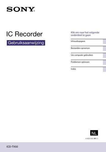 Sony ICD-TX50 - ICD-TX50 Istruzioni per l'uso Olandese