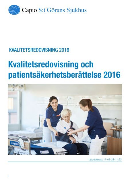 Kvalitetsredovisning och patientsäkerhetsberättelse 2016