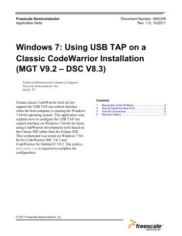 Windows 7: Using USB TAP on a Classic CodeWarrior Installation ...