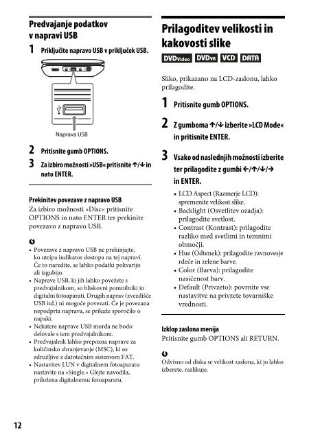 Sony DVP-FX780 - DVP-FX780 Istruzioni per l'uso Sloveno