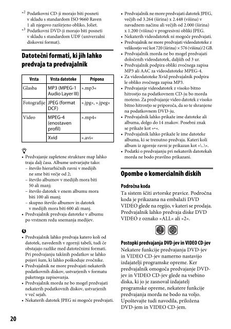 Sony DVP-FX780 - DVP-FX780 Istruzioni per l'uso Sloveno