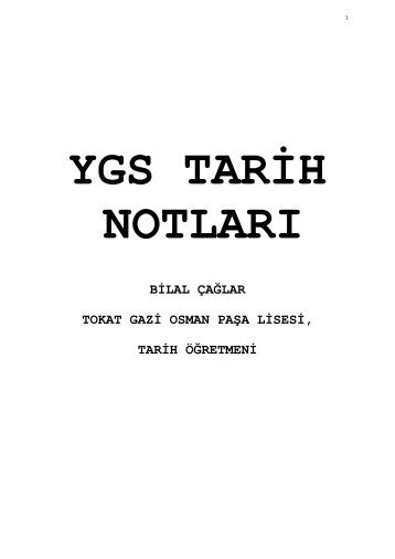 YGS TARİH NOTLARI