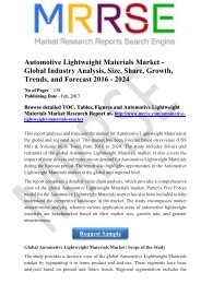 Automotive Lightweight Materials Market - Global Industry Analysis, Size, Share, Growth, Trends, and Forecast 2016 - 2024