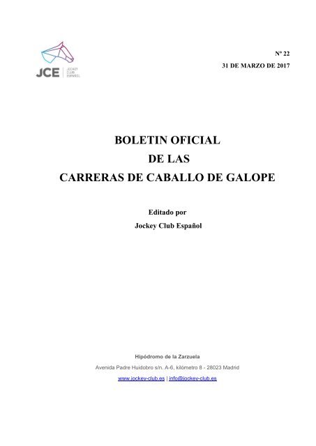 BOLETIN OFICIAL DE LAS CARRERAS DE CABALLO DE GALOPE