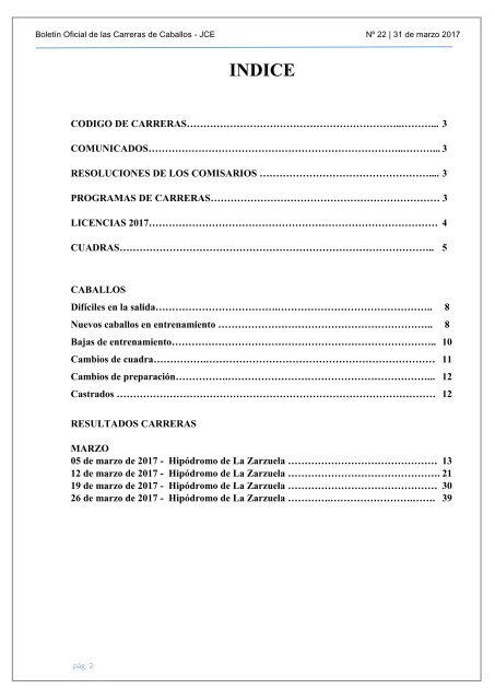 BOLETIN OFICIAL DE LAS CARRERAS DE CABALLO DE GALOPE