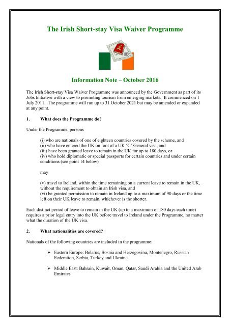 The Irish Short-stay Visa Waiver Programme