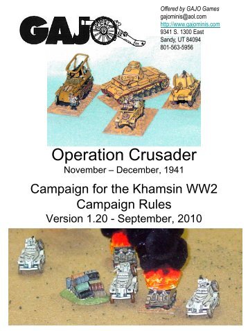 Operation Crusader Scenario (.pdf file - GAJO Main Page