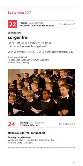 Kirchenmusik im Ulmer Münster 2017