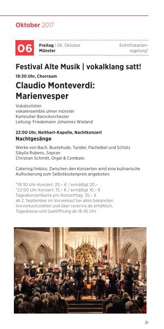 Kirchenmusik im Ulmer Münster 2017