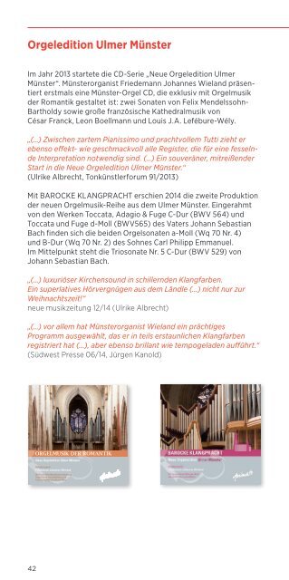 Kirchenmusik im Ulmer Münster 2017