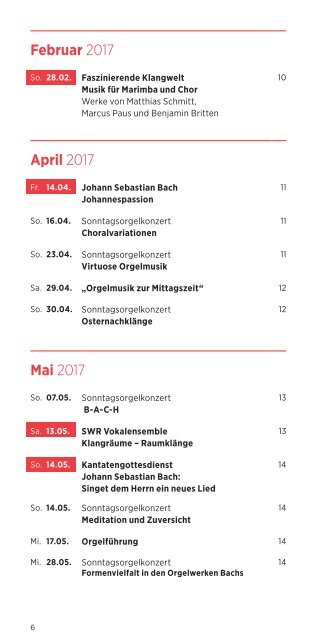 Kirchenmusik im Ulmer Münster 2017