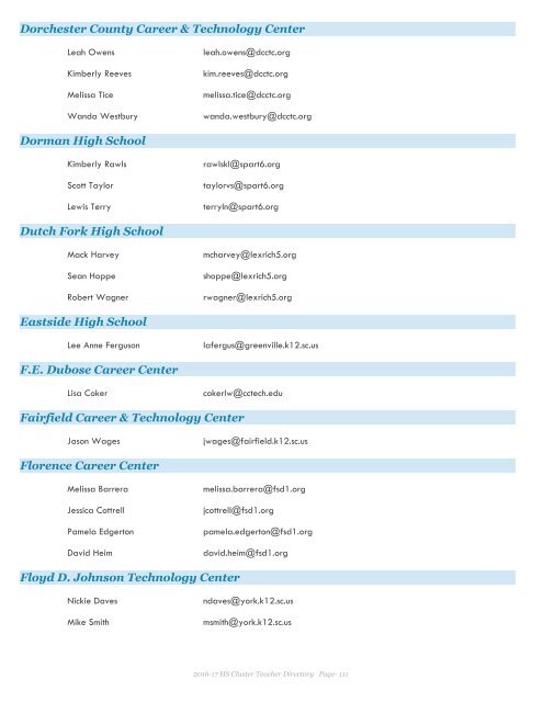 2016-17 Health Science Cluster Teachers