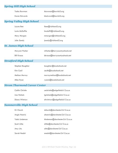 2016-17 Health Science Cluster Teachers