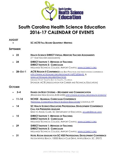 2016-17 Health Science Cluster Teachers