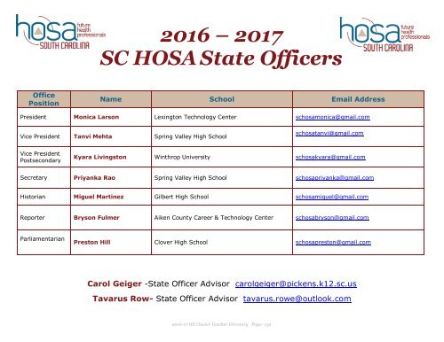 2016-17 Health Science Cluster Teachers