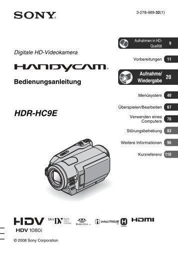 Sony HDR-HC9E - HDR-HC9E Istruzioni per l'uso Tedesco