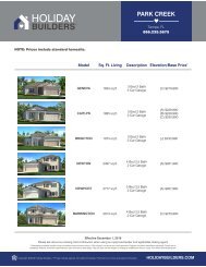 Park Creek Price Sheet