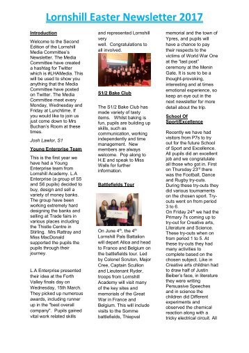 Lornshill Easter Newsletter 2017