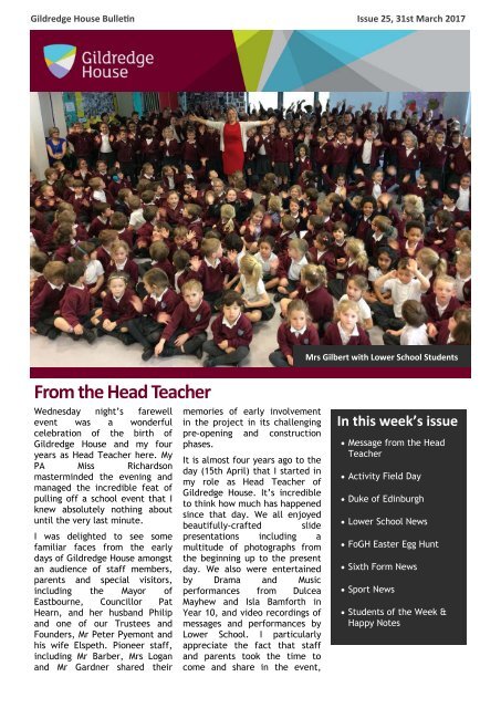 From The Head Teacher