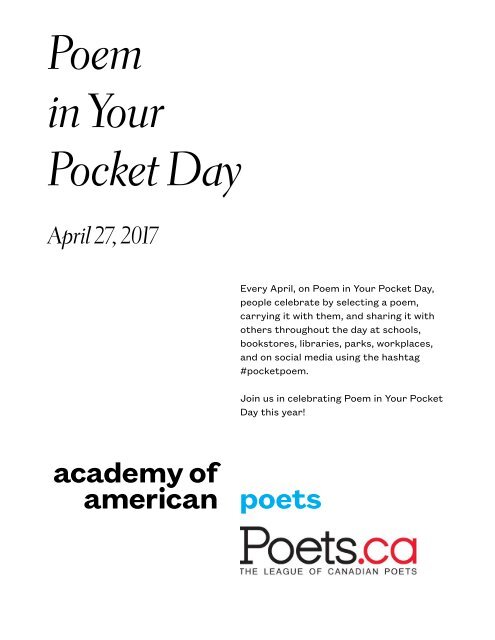 Poem In Your Pocket Day Poem In Your Pocket Day