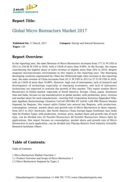 Global Micro Bioreactors Market 2017 