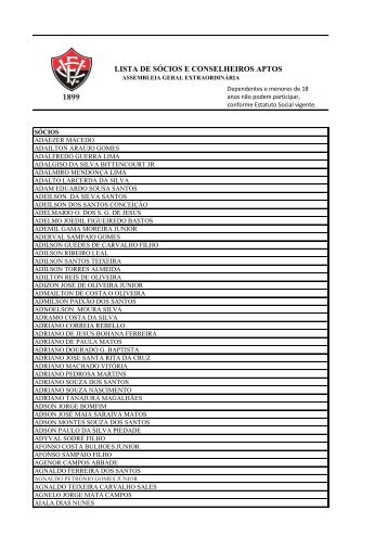 LISTA DE SÓCIOS E CONSELHEIROS APTOS