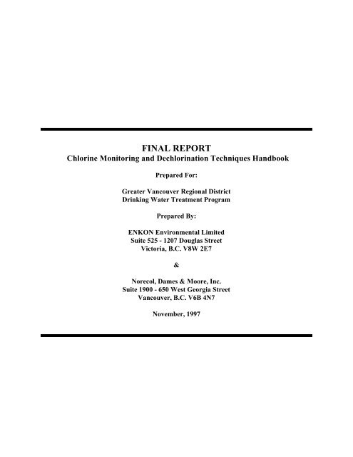 Chlorine Monitoring and Dechlorination Techniques Handbook